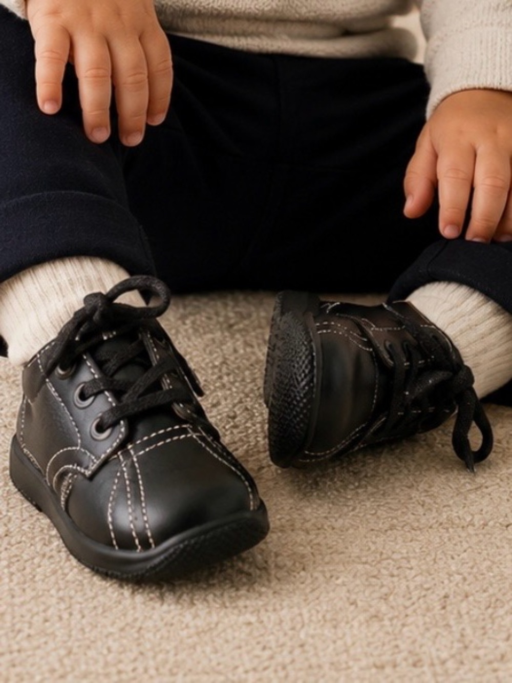 Naturino  toddler’s  Black  Italian Leather  High top Shoes.